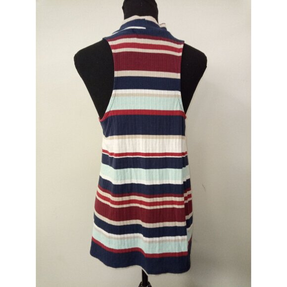 Almost Famous Junior's Multicolored Red Blue Striped Tank Top Size Medium - Picture 3 of 7